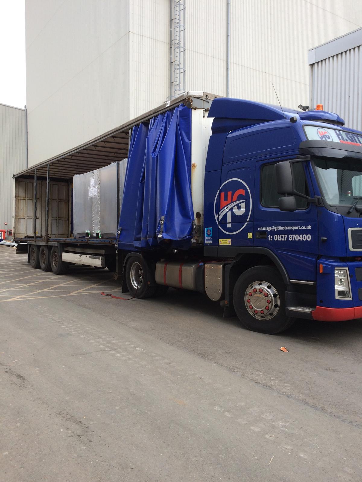 One of our curtain-sided trailers being loaded from the side